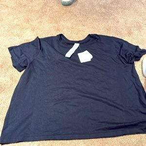 Black Fabletics, feather tech, short sleeve top new with tags￼